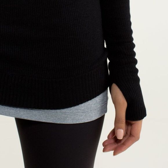 LULULEMON Cashmere Wool Reversible Scoop Neck Long Sleeve Sweater Black Grey 4 - Picture 15 of 15